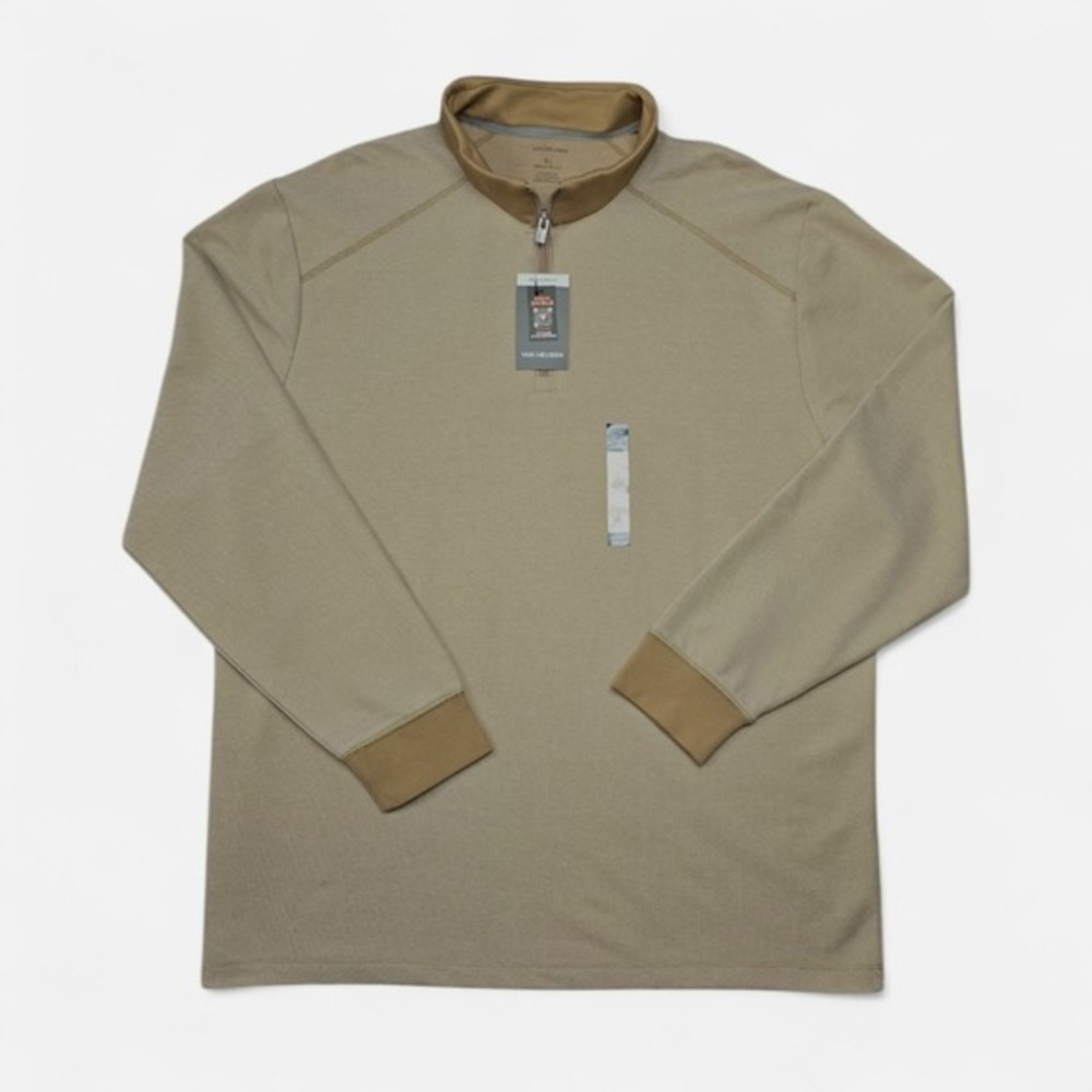 Van Heusen Essential StainShield Pique Quarter Zip Pullover Men's Size XL - NEW!